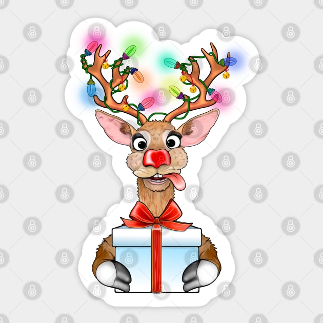 Adorable Christmas Reindeer Sticker by SafSafStore